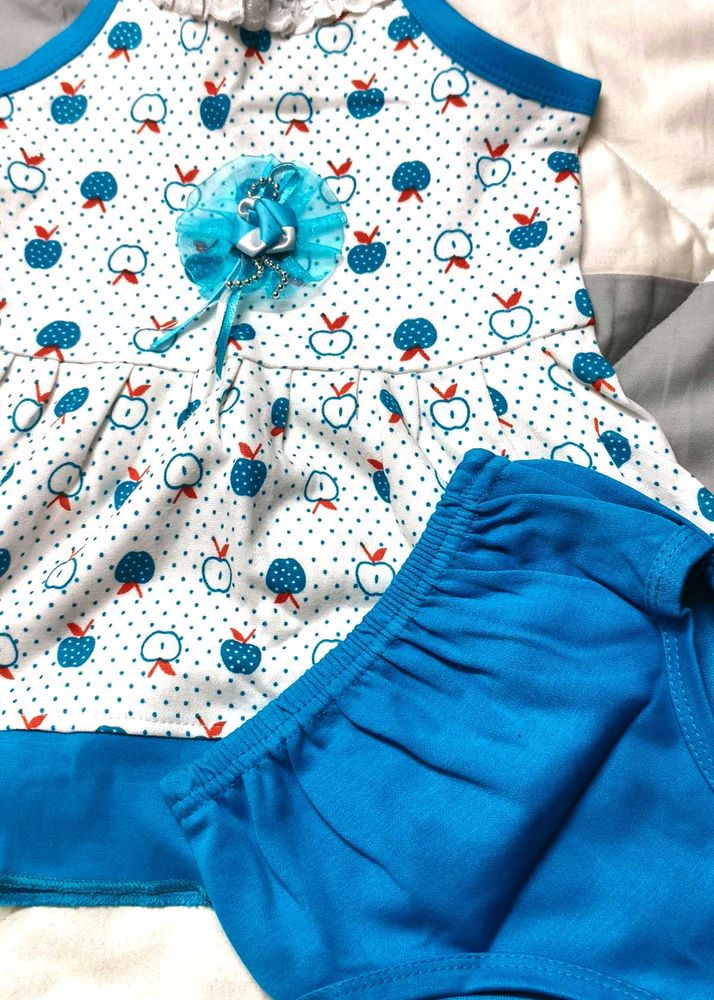 Baby White Blue Frock