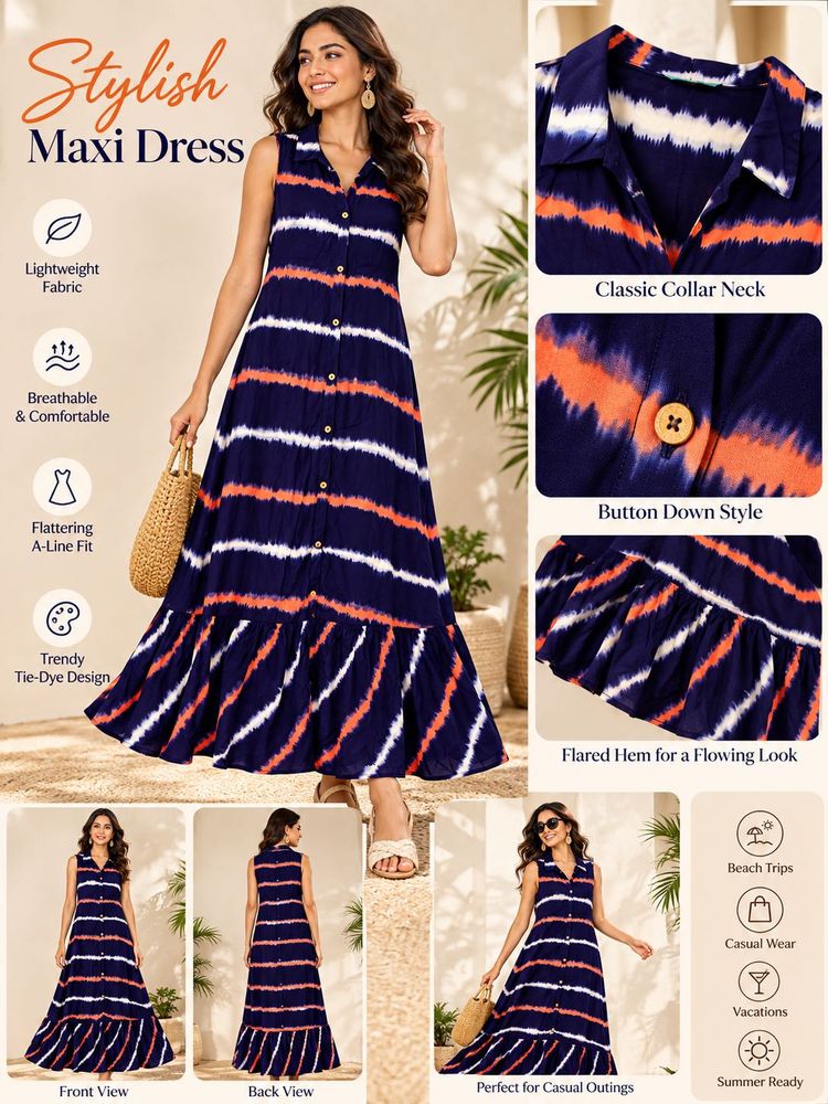 Stylish Tie-Dye Maxi Dress