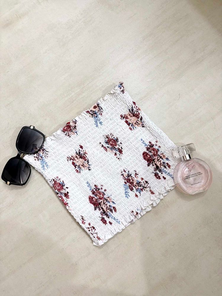 Smocked Floral Tube Top