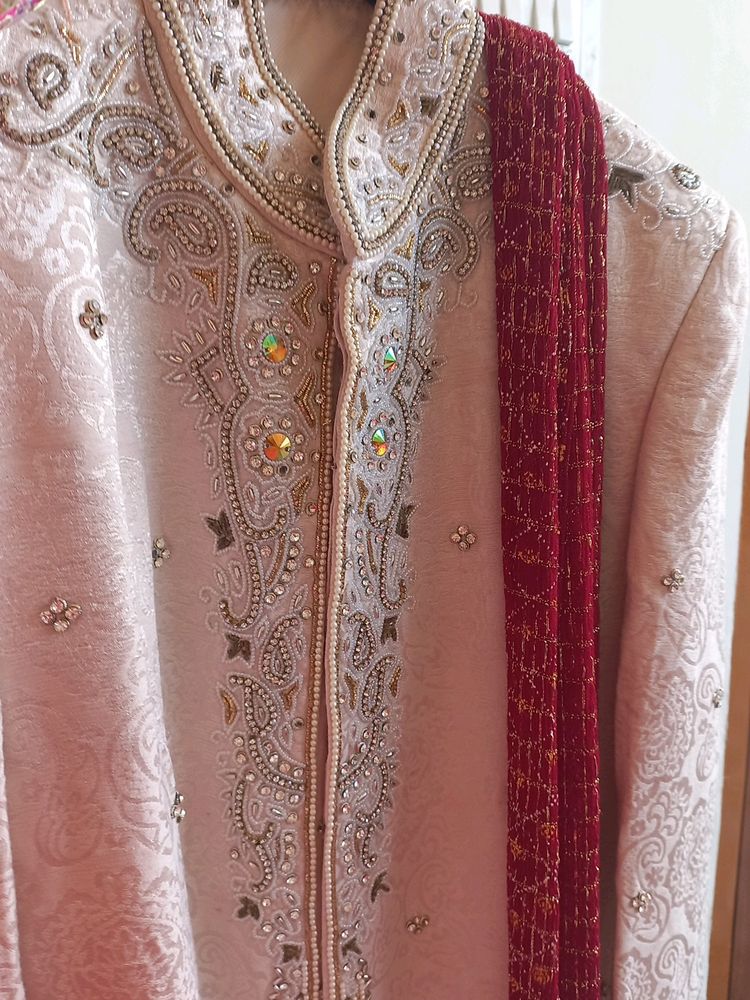 Off White Wedding Sherwani One Time Used