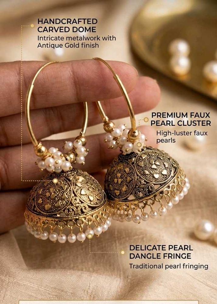 Traditional Pearl Jhumka Earrings ✨