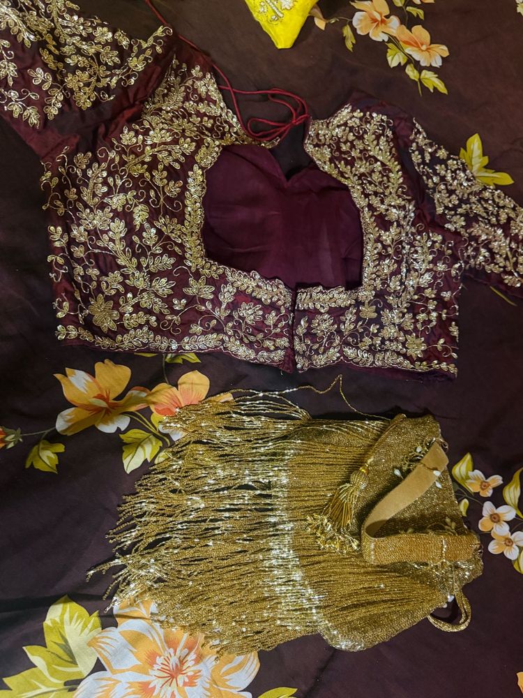 handwork blouse and potli bag combo