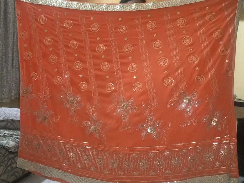 Peach Color Saree