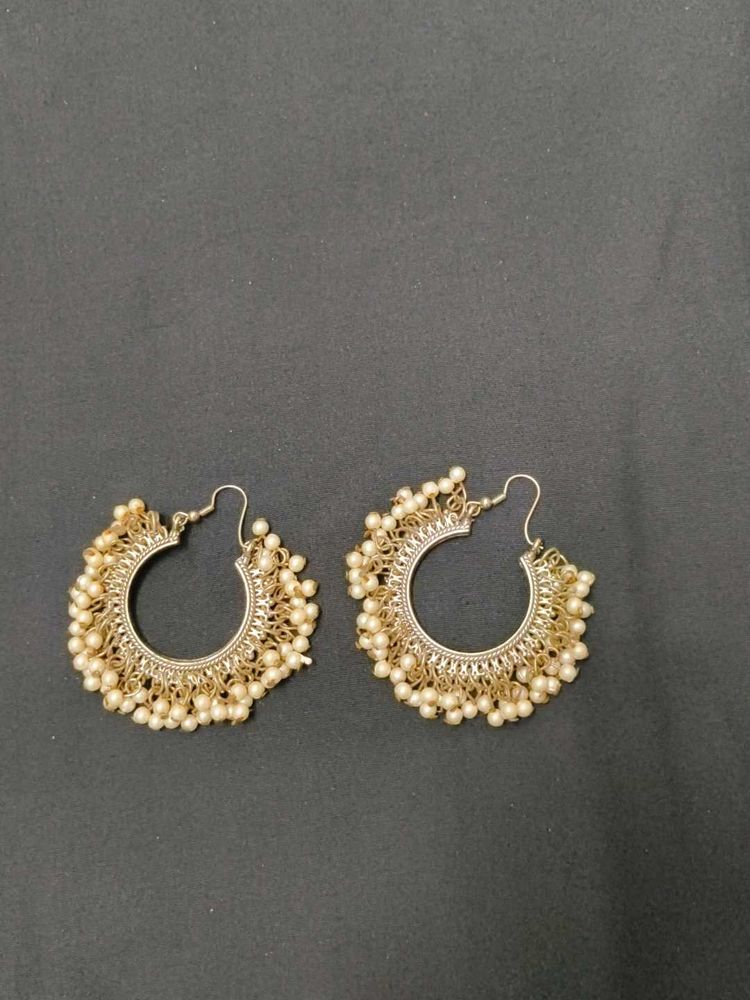 Elegant Pearl Hoop Earrings