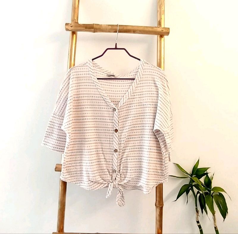 Retro Tie Up Waffle Top from Paper Crane