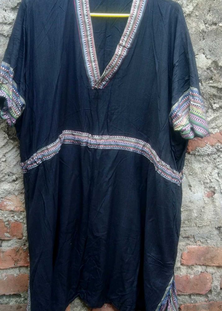Black Kurta with Colorful Trim Suit