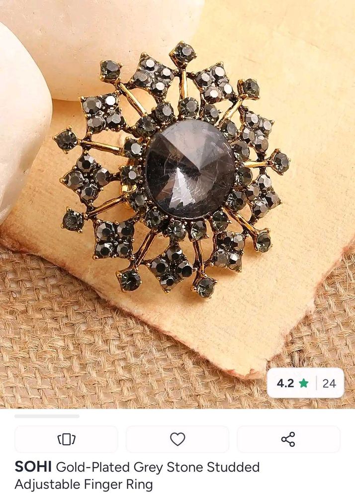 SOHI Gold-Plated Grey Stone Ring