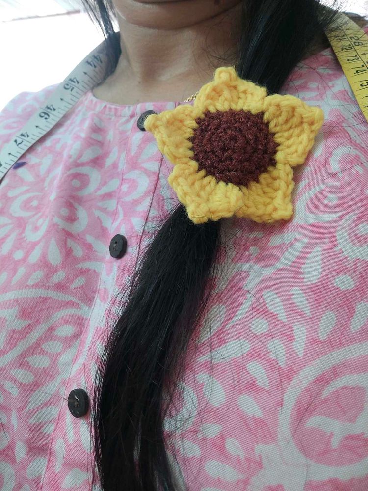 Handmade Crochet Sunflower Hair Tie