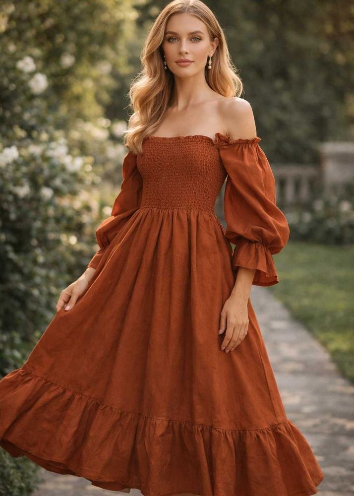 Chic Smocked Puff Sleeve Maxi Dress
