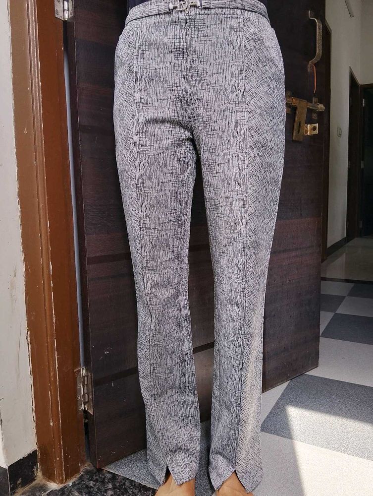 Stylish Grey Textured Trousers