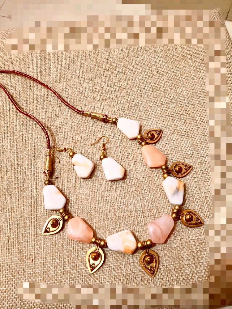 Boho Stone Necklace &amp; Earring Set