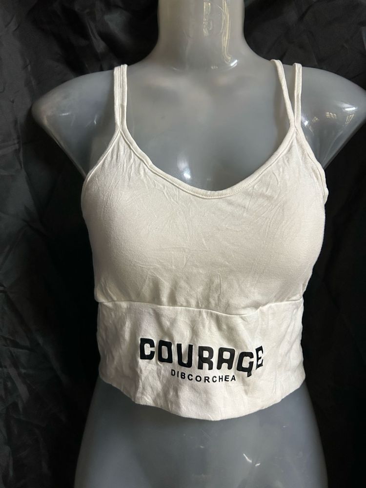 White Cropped Tank Top