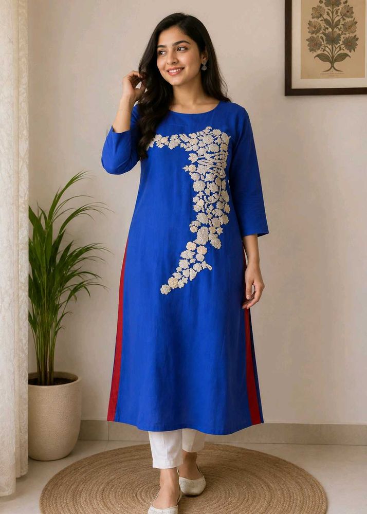 Blue Embroidered Kurta