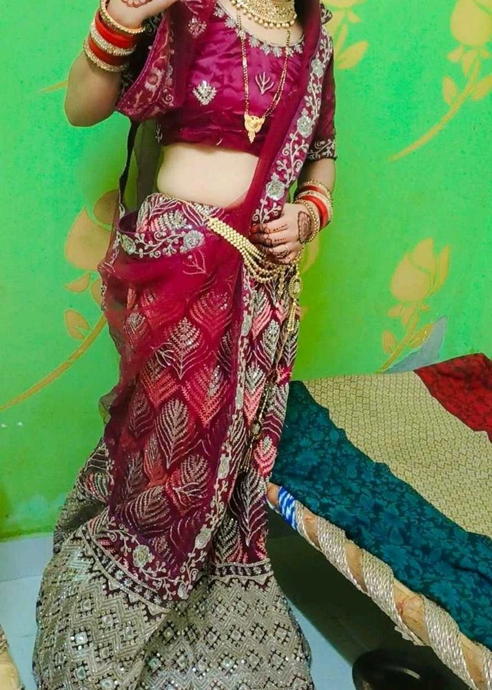 Elegant  Wine Colour Lehenga Choli Set
