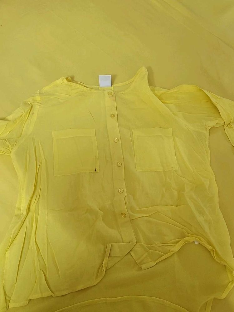 Sunny Yellow Collared Button-Up Shirt