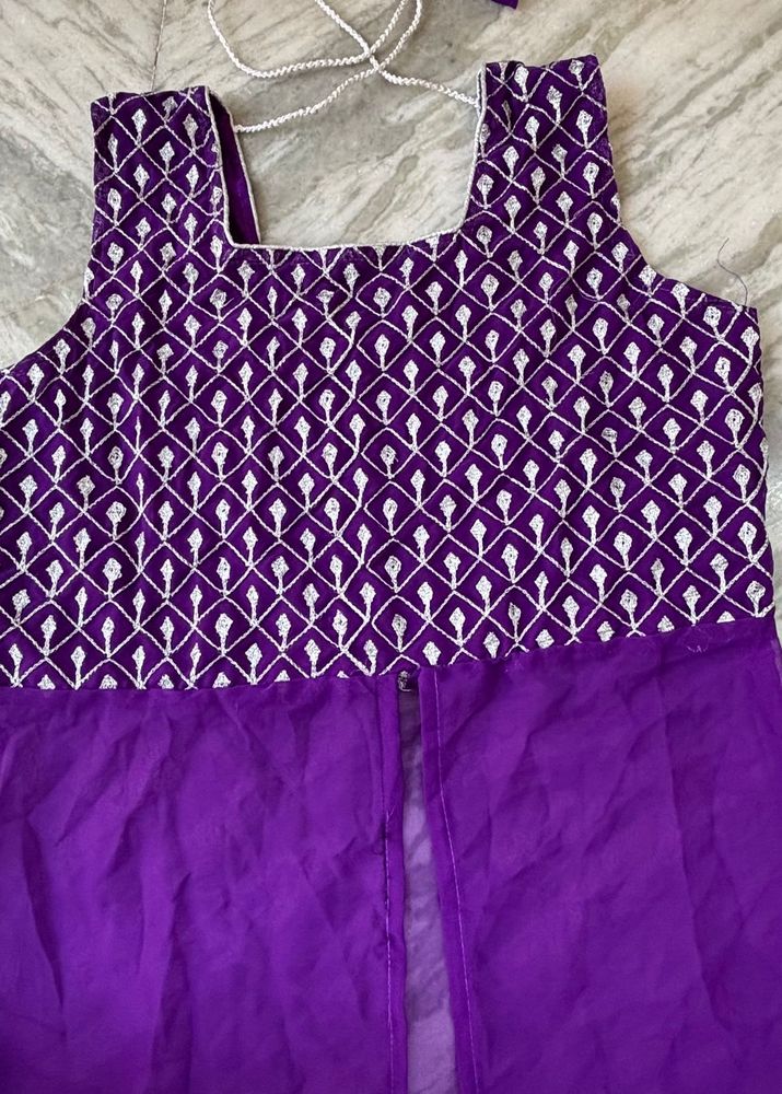 Purple Ethnic Gown with Embellished Neckline