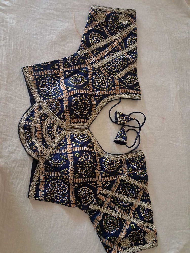 Stylish Navy Blue Embroidered Blouse