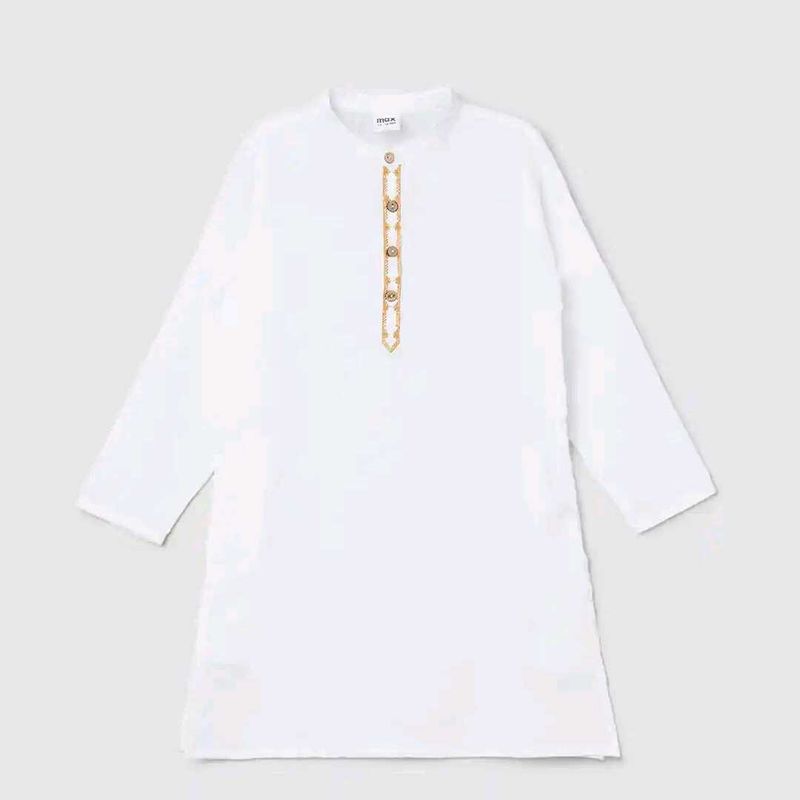 Men's White Kurta with Gold Embroidery
