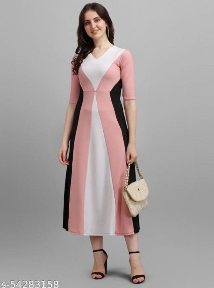 Stylish Color Block Midi Dress