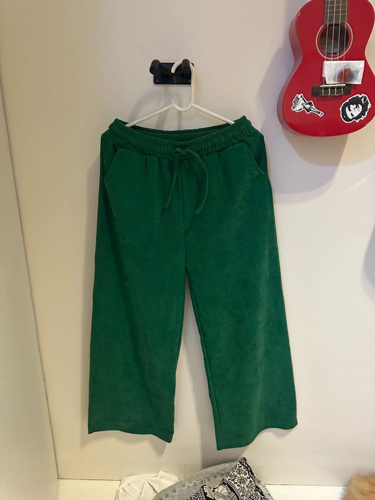 Green Wide Leg corduroy Sweatpants