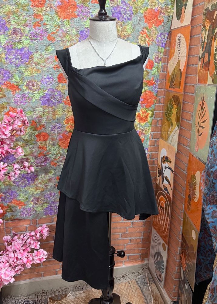 y2k Elegant Black Asymmetrical Dress
