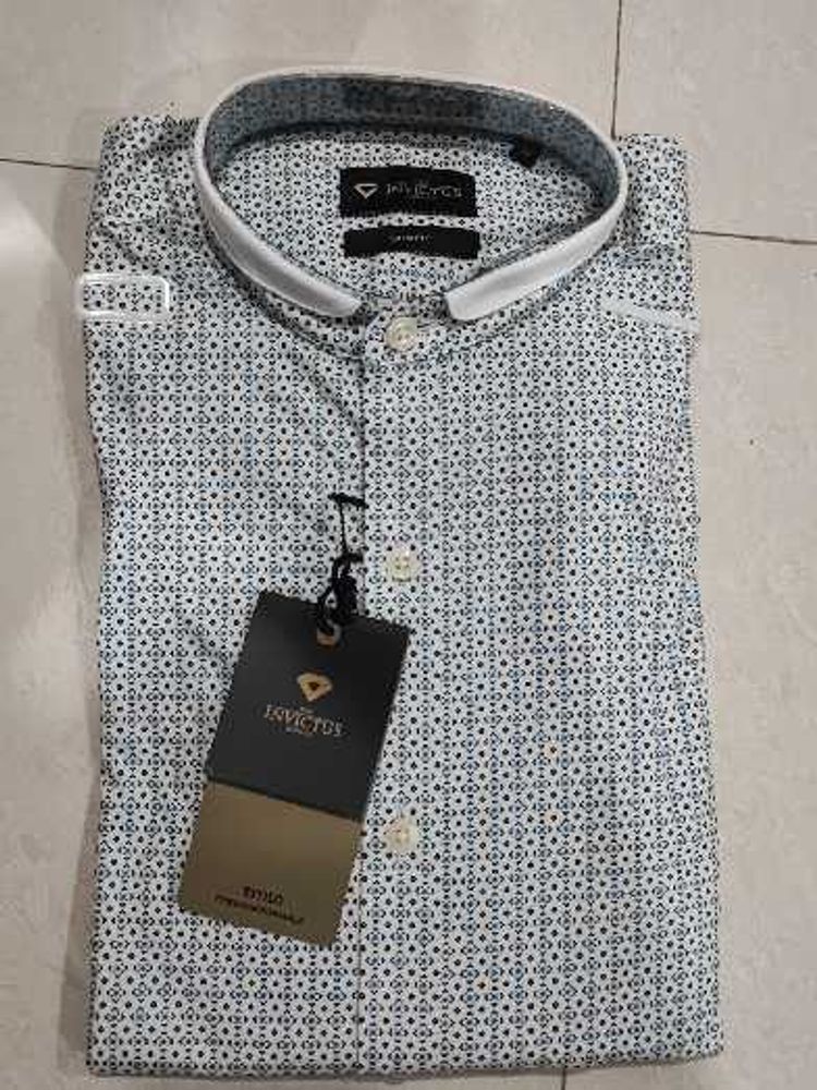 Invictus White Stylish Patterned Shirt