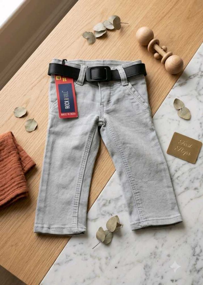 Rock &amp; Roll Kids Grey Denim Jeans with Belt