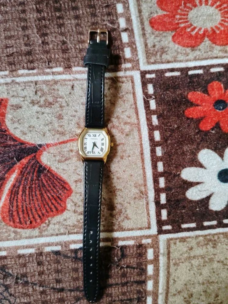 Classic Black Leather Strap Watch