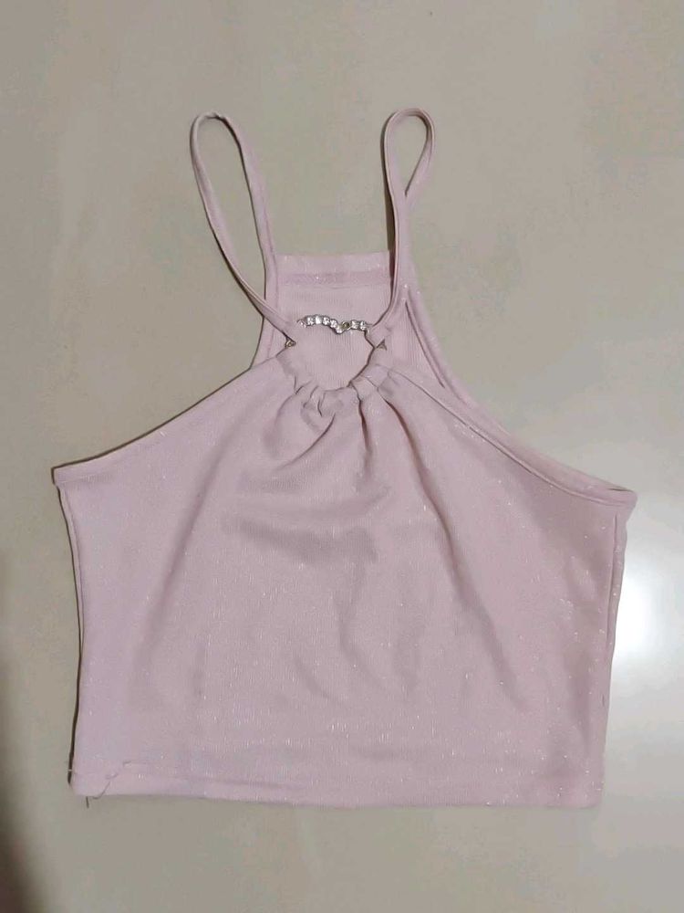 Sparkly Halter Neck Crop Top