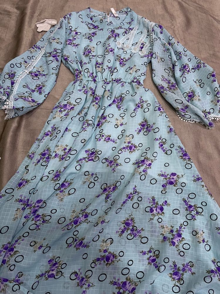 Light Blue Floral Maxi Dress
