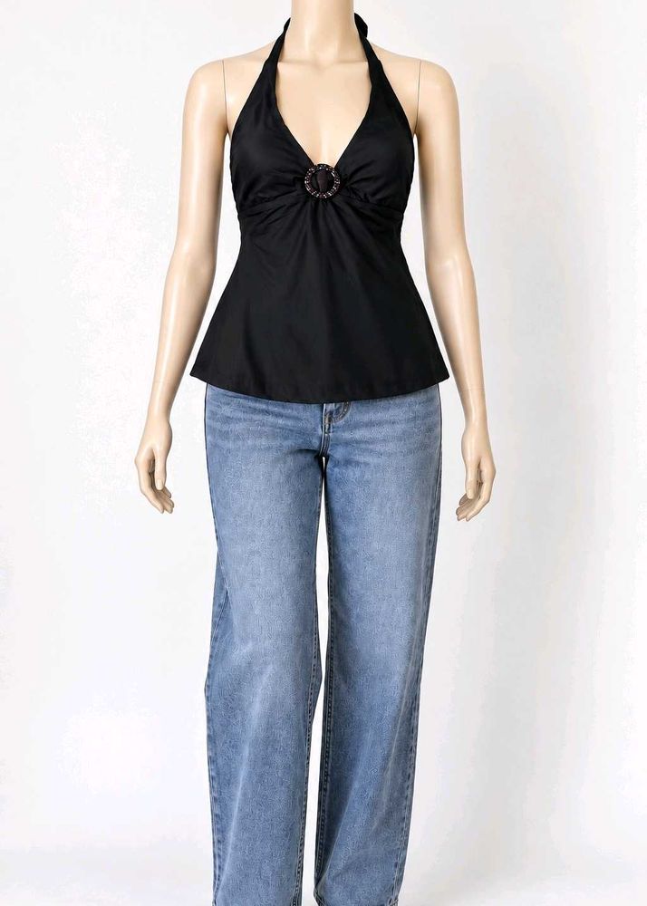 Chic Black Halter Neck Top