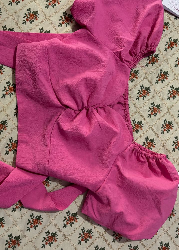 Chic Pink Puff Sleeve Top