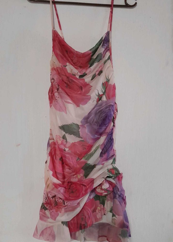 Floral Ruched Mini Dress