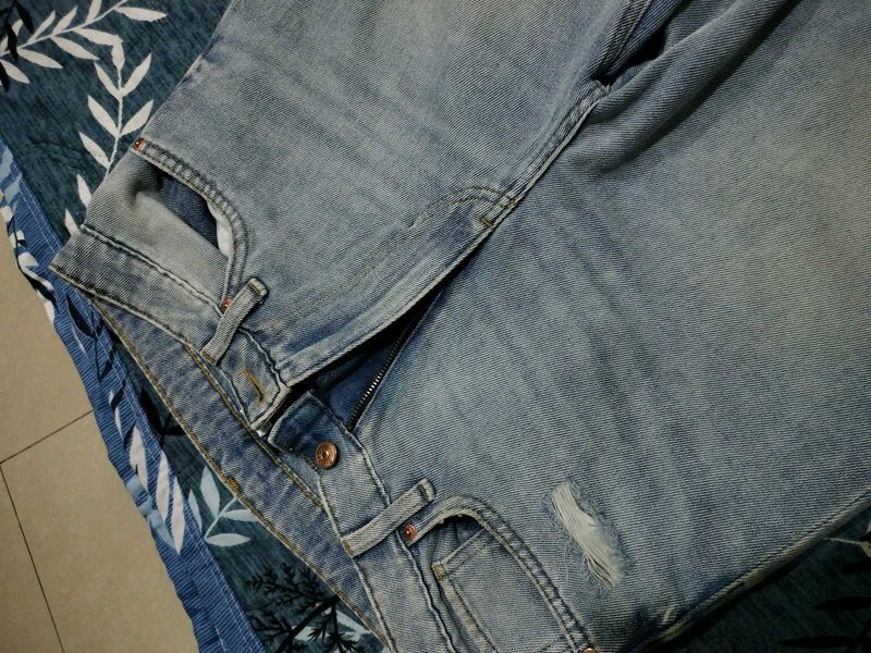 Blue h&amp;m wide leg denim