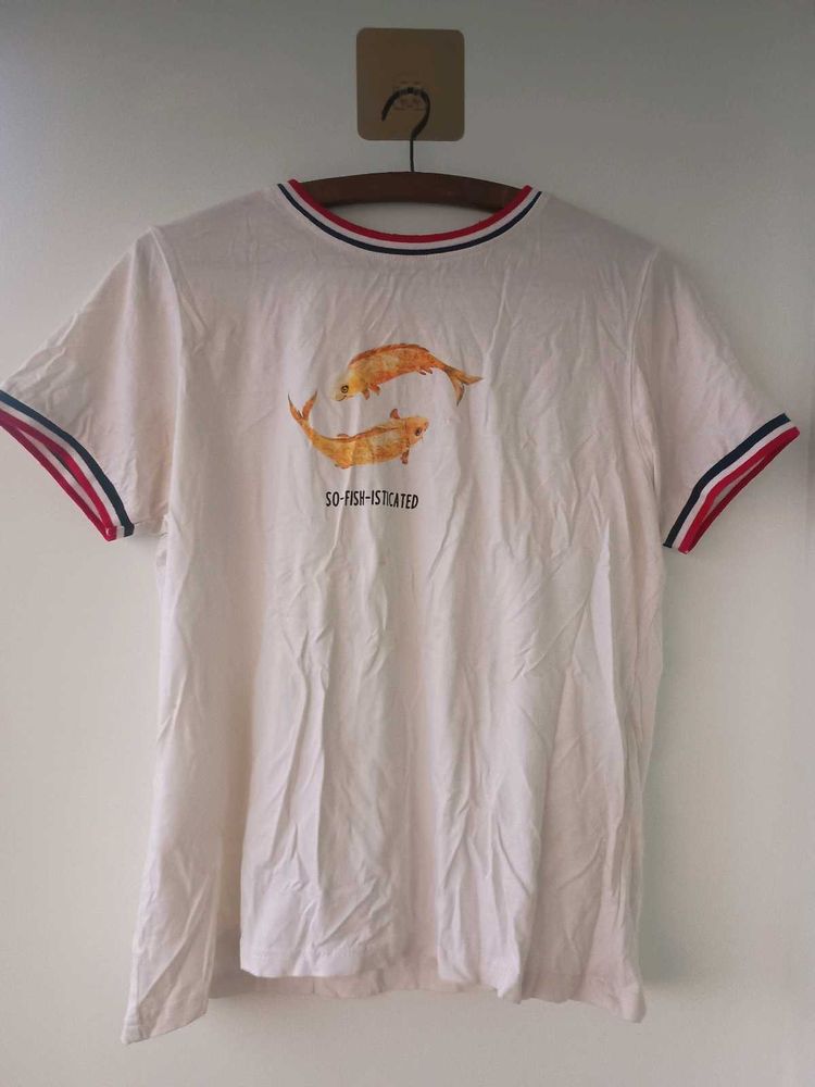 y2k tee Fish Graphic T-Shirt plain white