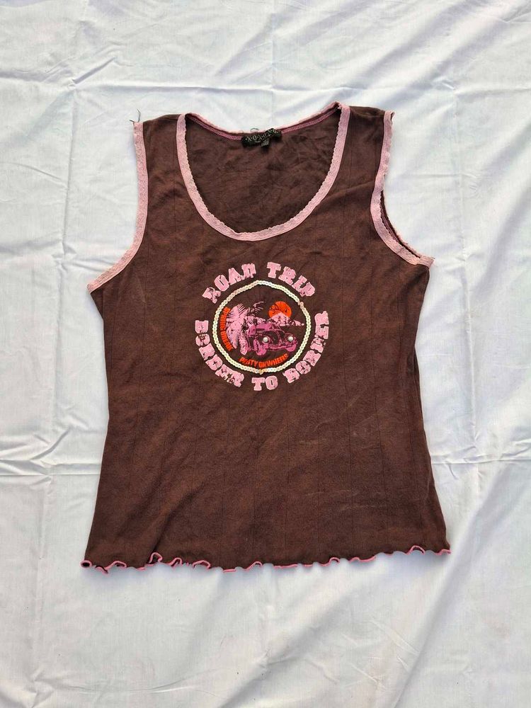 Cute Brown "Road Trip" Tank Top