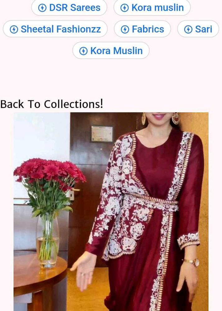 Maroon Embroidered Saree ready to wear