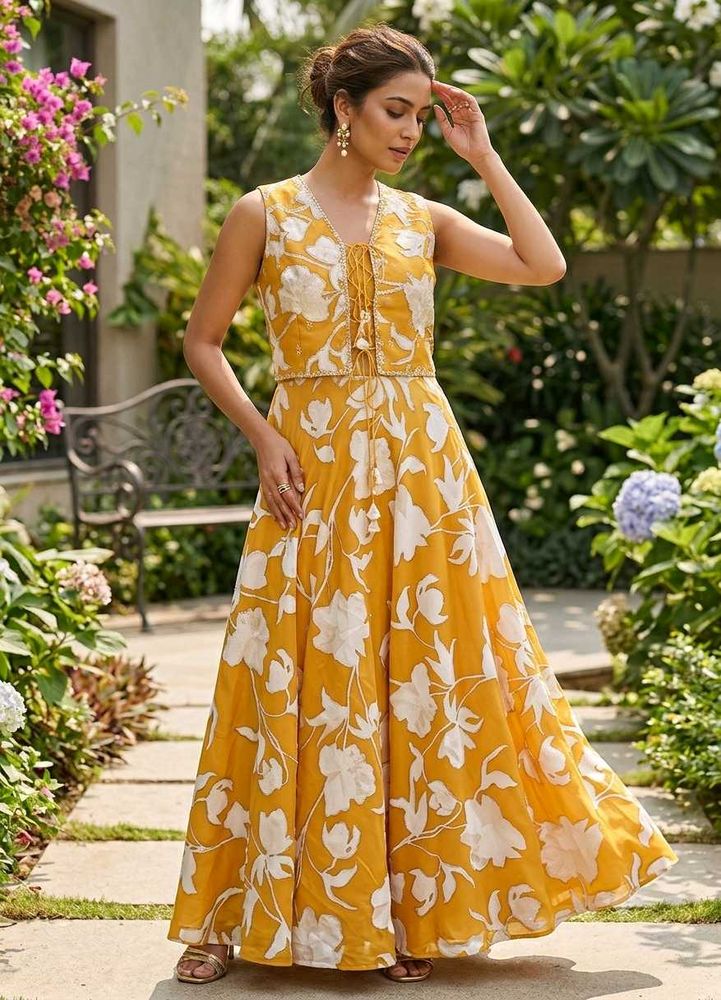 🌻Yellow Floral Print Lehenga Set🌻