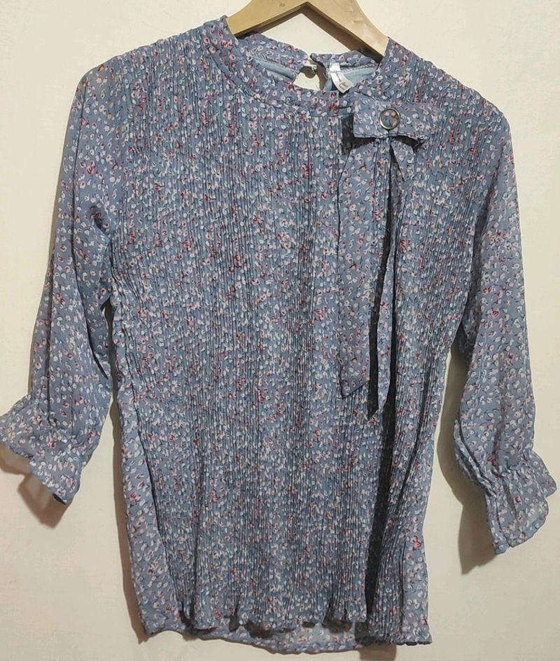 Grey Top Floral Print For Girl  8-10 Year, 30 Bust