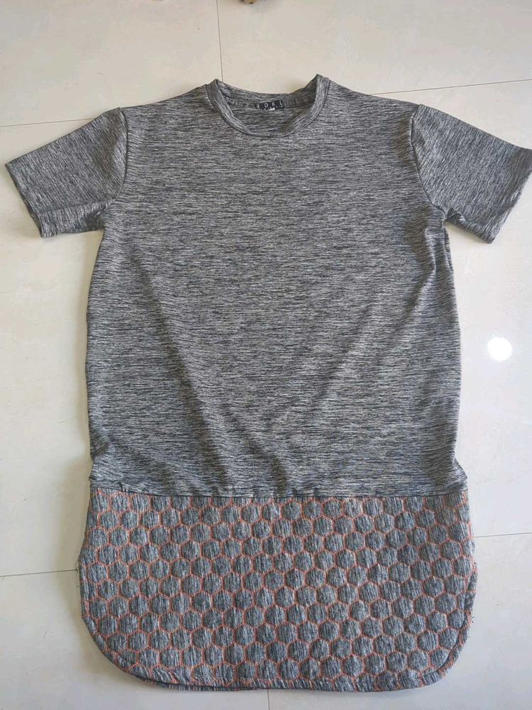 Stylish Grey Textured T-Shirt