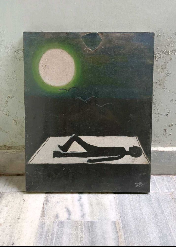 Unique Abstract Painting - Moonlit Figure