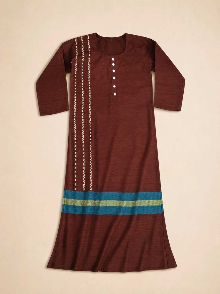 Elegant Brown Kurta with Embellishments