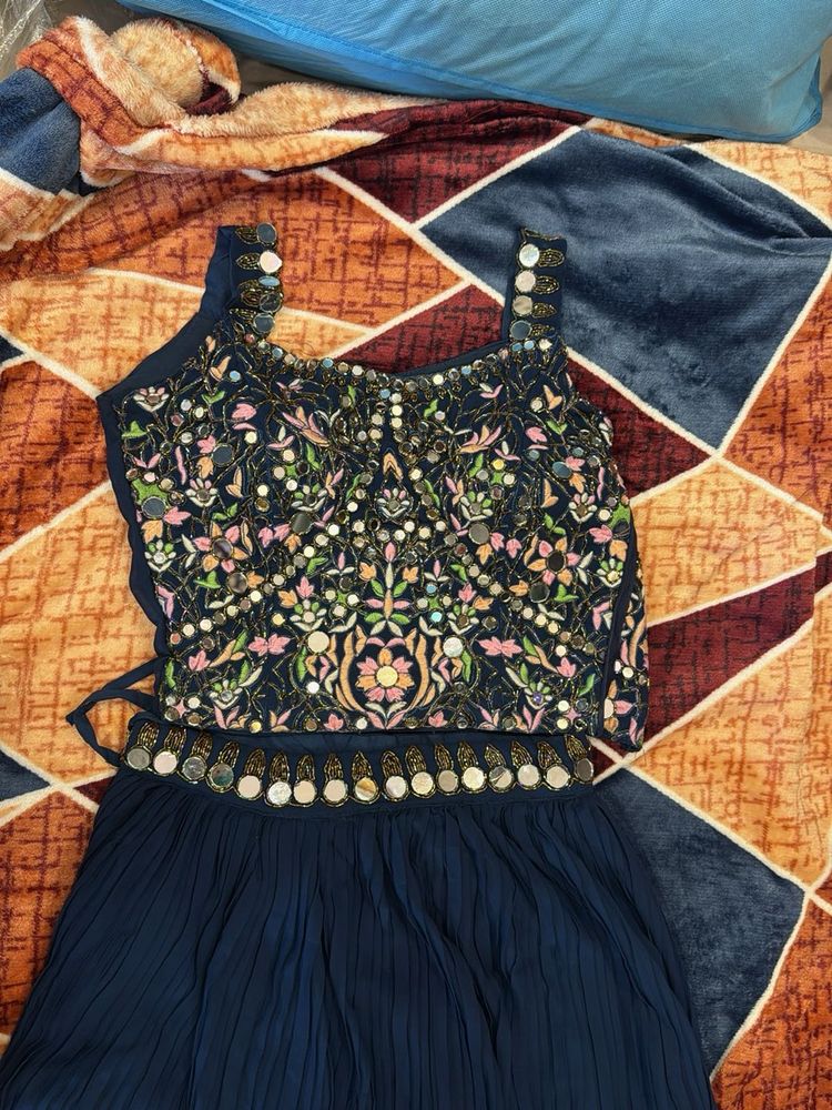 Embroidered Navy Blue Lehenga Choli