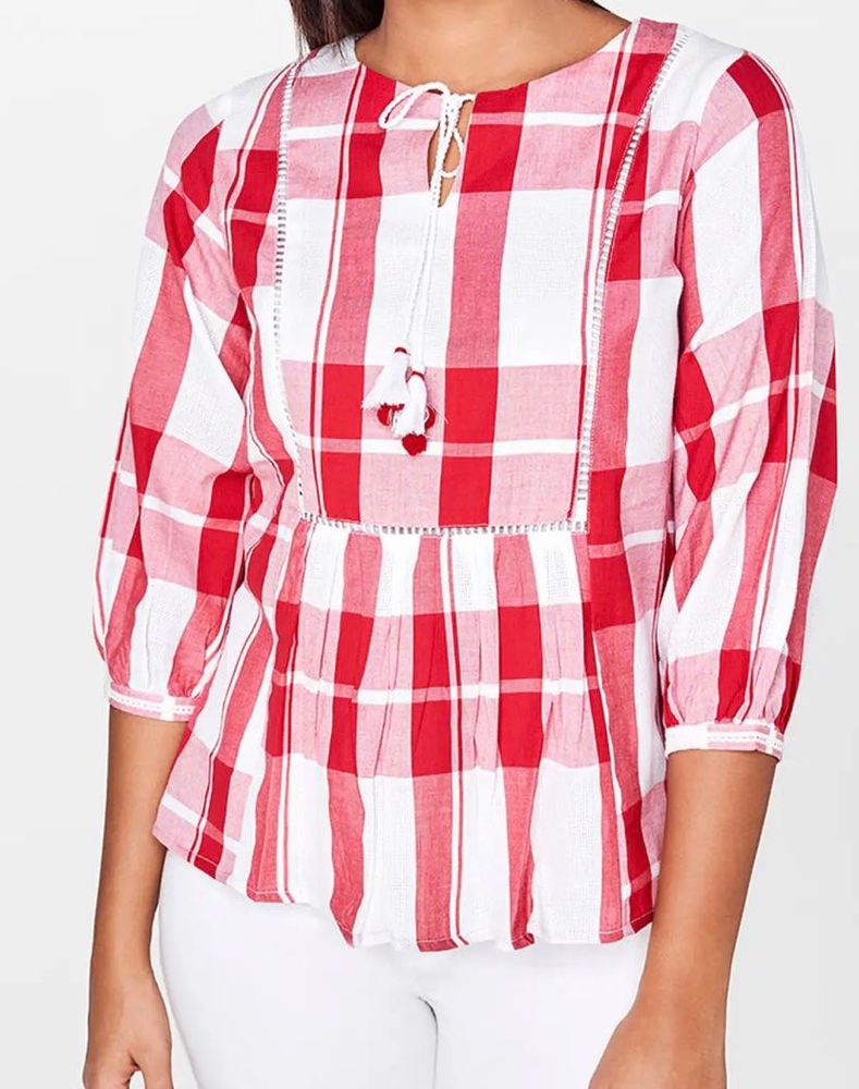 AND - Red &amp; White Checkered Tunic Top