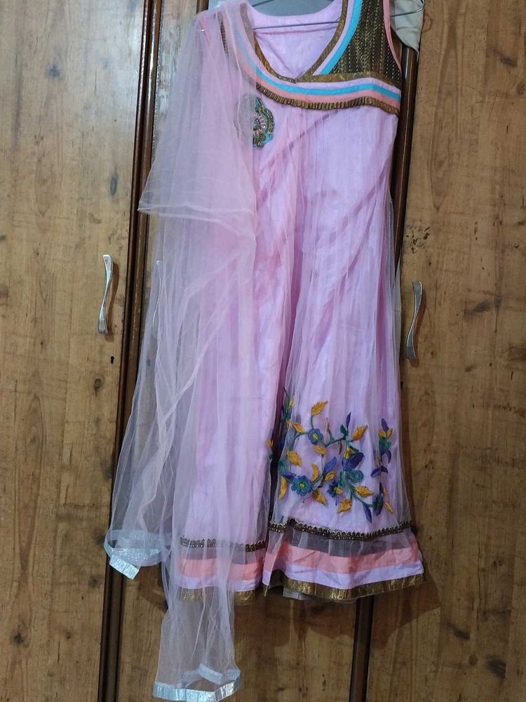 Elegant Pink Anarkali Dress &amp; Dupatta