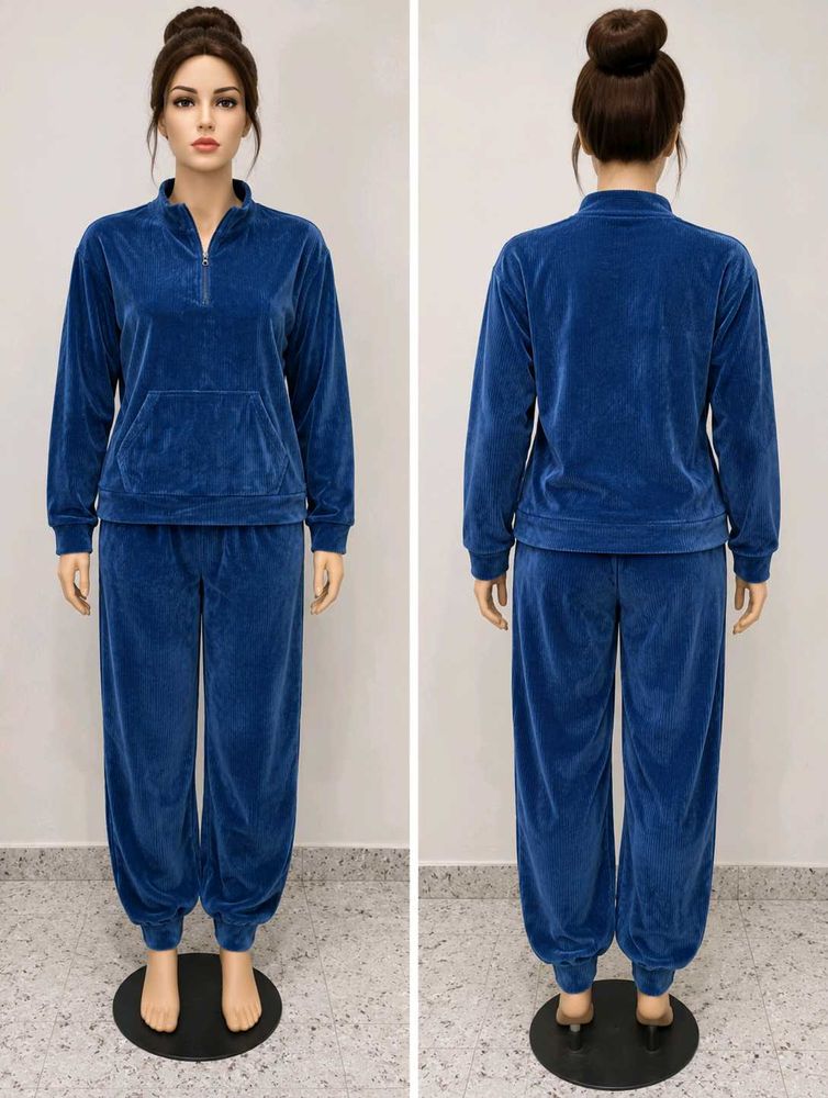 Velvet Tracksuit Set - Blue