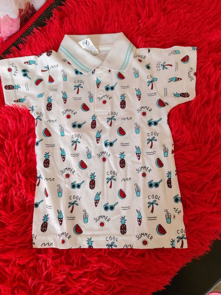 kids Summer Print Polo T-Shirt