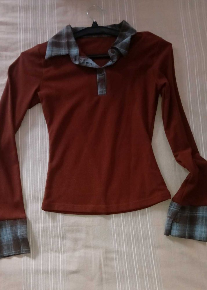 Chic Maroon Long Sleeve Top