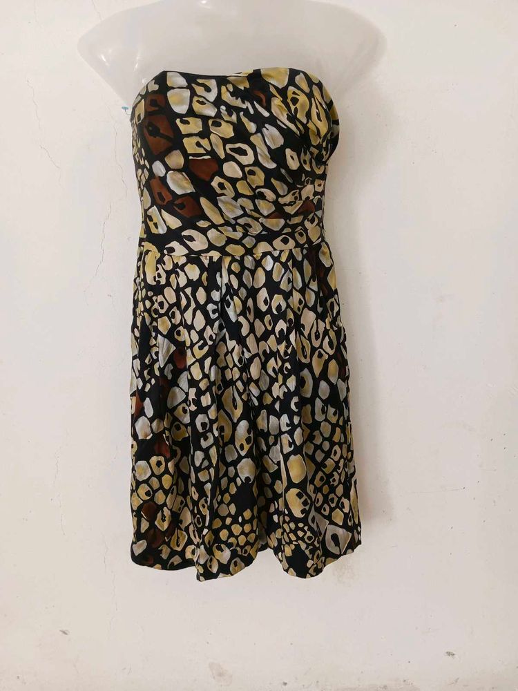 Stylish Strapless Animal Print Dress