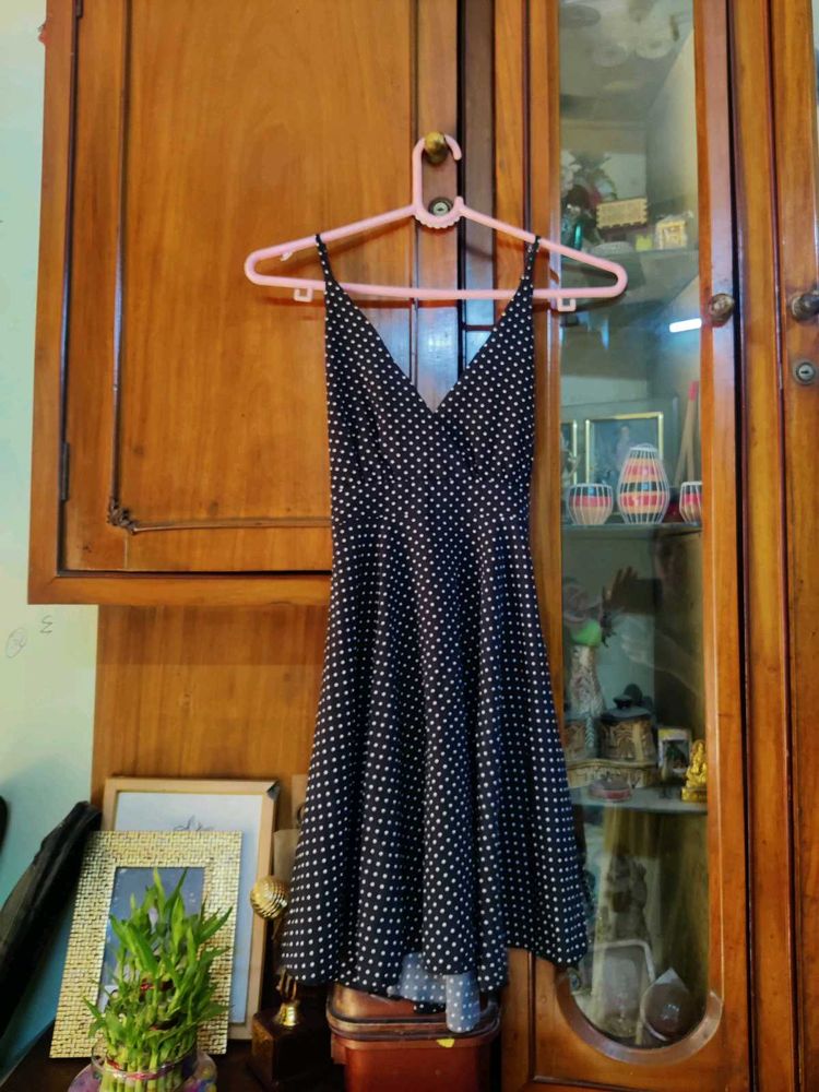 Chic Black &amp; White Polka Dot Mini Dress